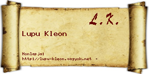 Lupu Kleon névjegykártya